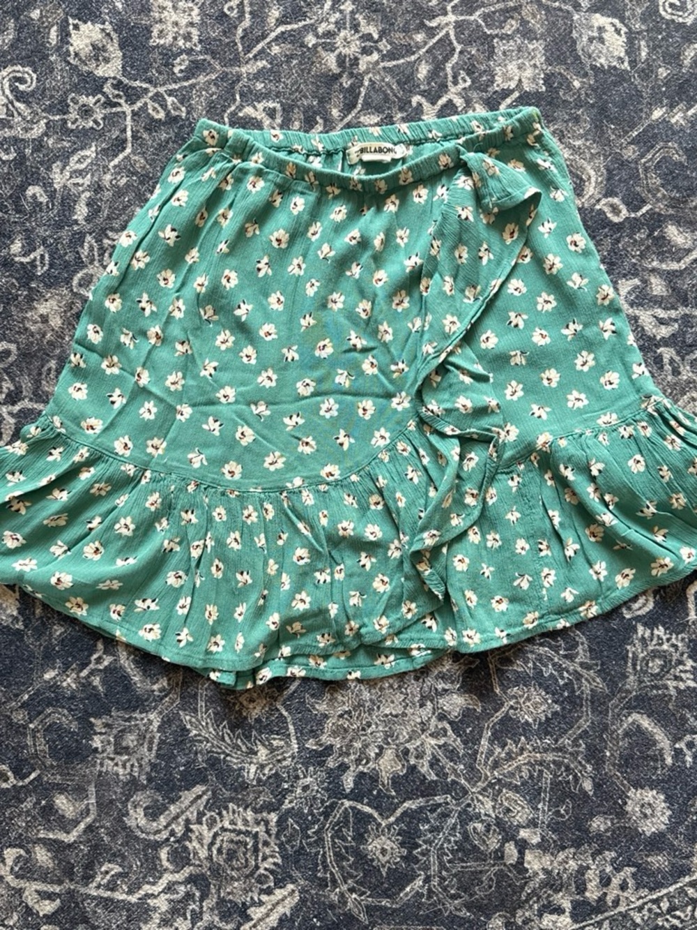 Billabong Teal Floral Ruffle Skirt